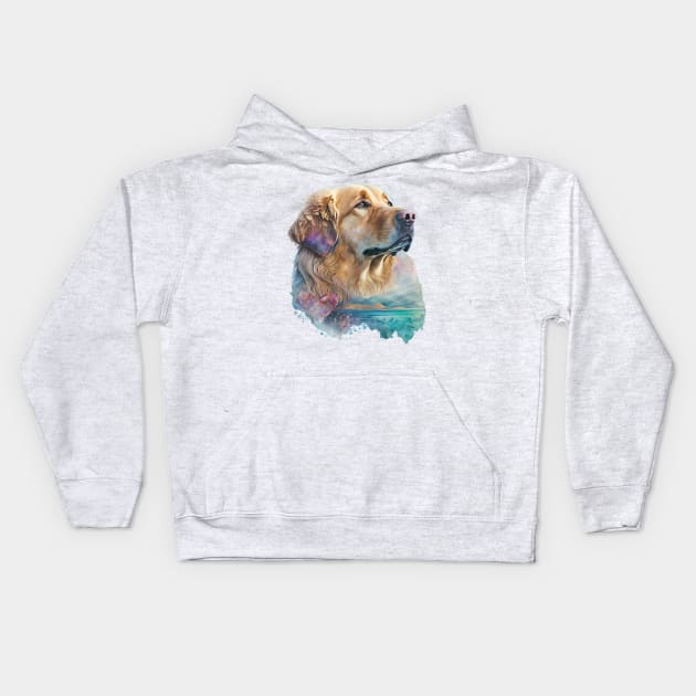 Valentines Golden Retriever - Unleashing love, one wag at a time Kids Hoodie by UmagineArts